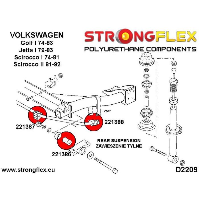 221387A: Rear anti-roll bar bracket inner bush SPORT