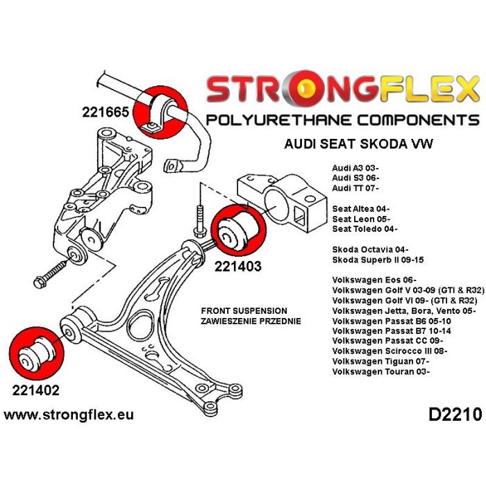 221402B: Front suspension arm front bush