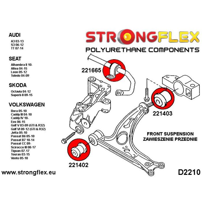 221665A: Front anti-roll bar bush SPORT
