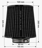 Filtro de aire cónico FMIC.Pro longitud 225 mm diámetro 89 mm