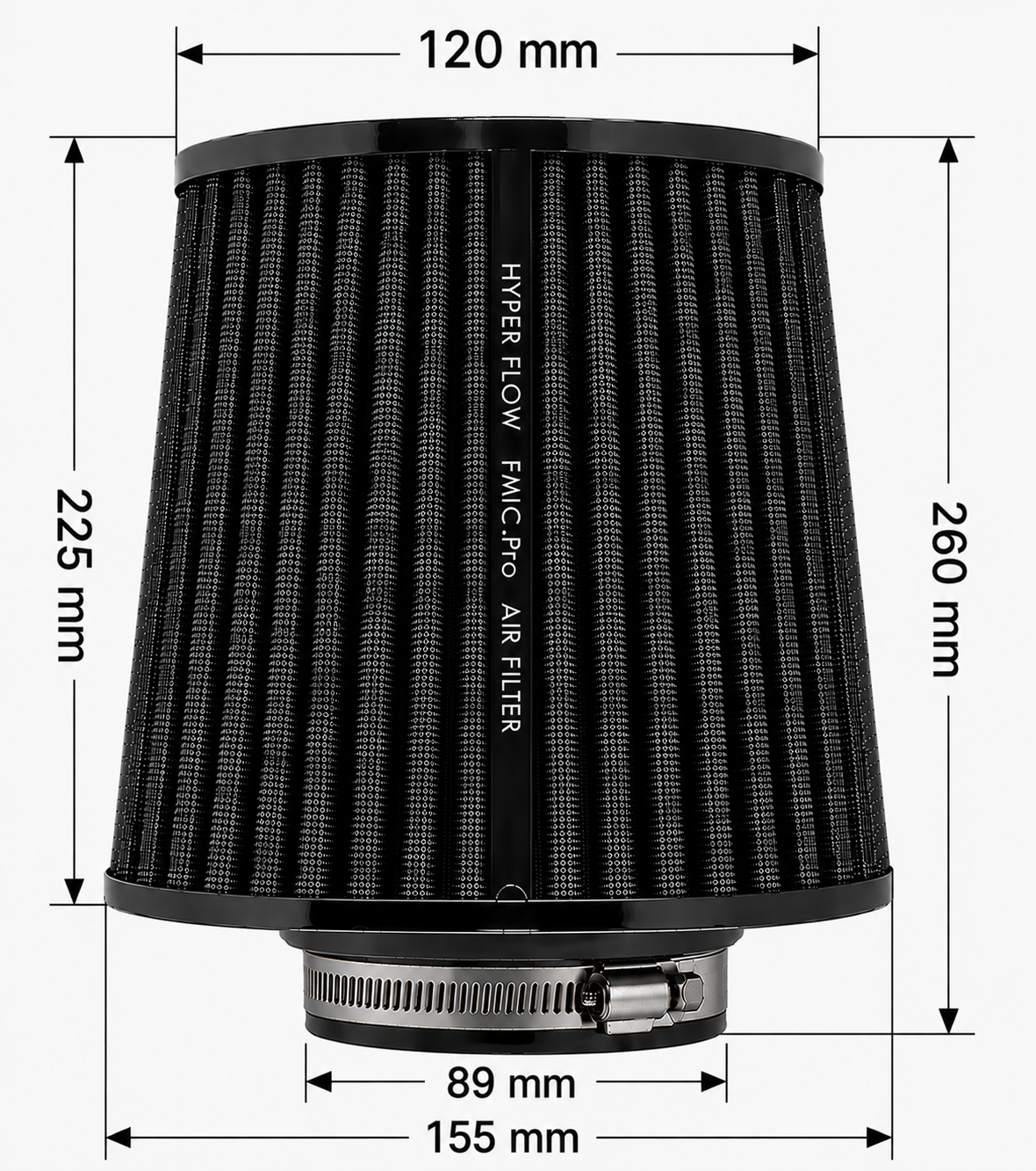 Filtro de aire cónico FMIC.Pro longitud 225 mm diámetro 89 mm
