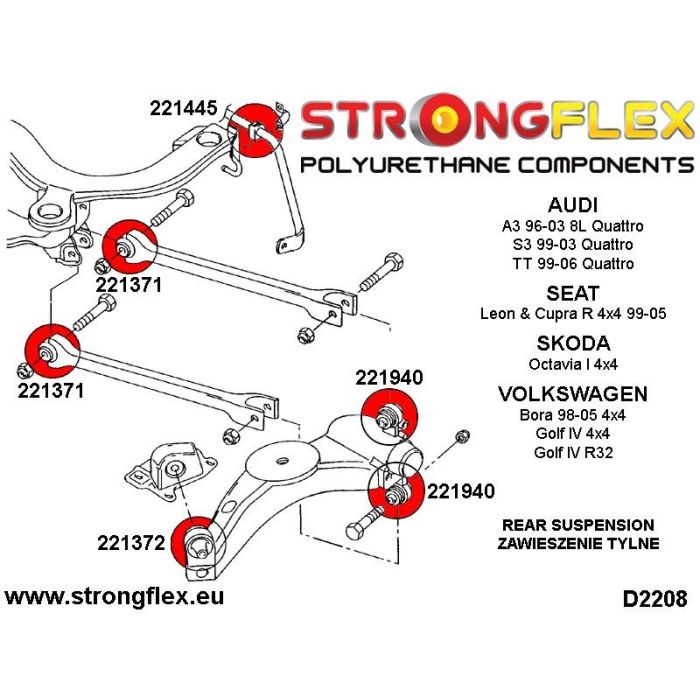 226129B: Rear suspension bushing kit