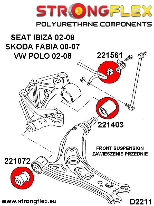 226223B: Kit de silentblocks de suspensión delantera