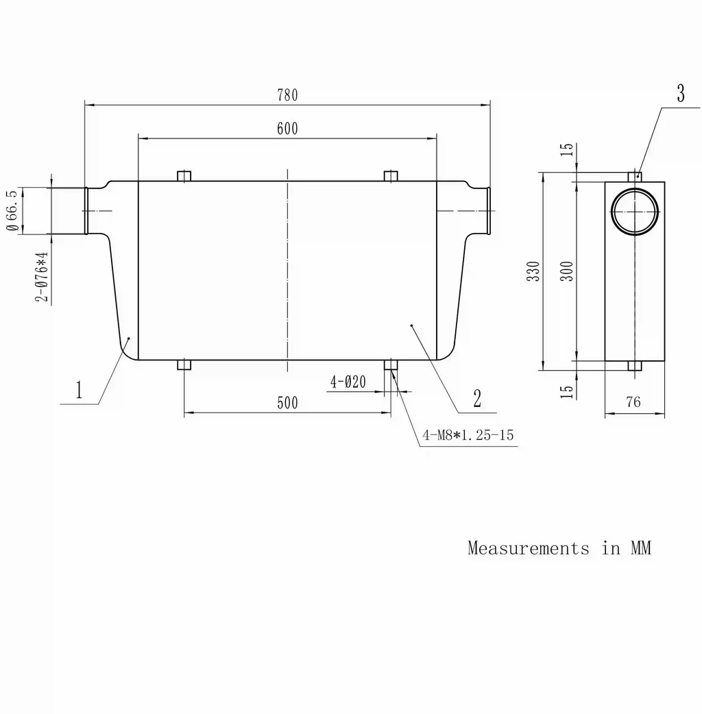 Intercooler universal de alto rendimiento PSR Pulsar 600x300x76 mm entrada y salida 63 mm