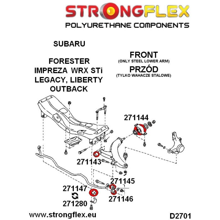 276117B: Front anti-roll bar bush kit