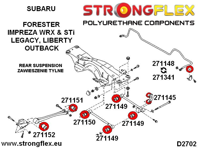 276118B: Kit de silentblocks de barra estabilizadora trasera