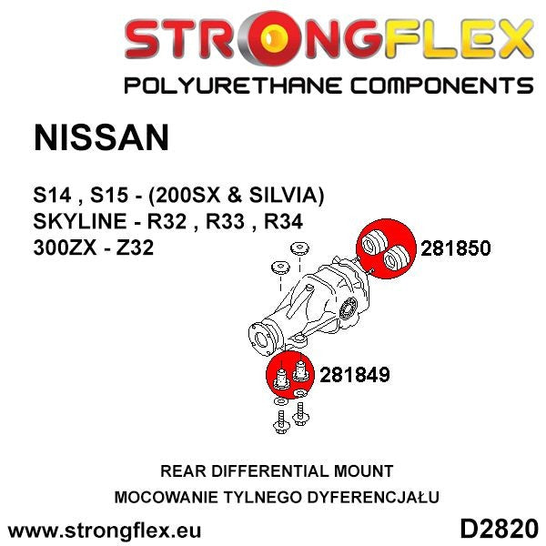 281850A: Soporte del diferencial trasero - silentblock trasero SPORT