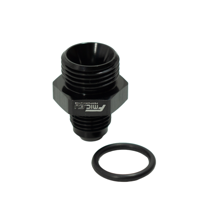Adaptador de conexión de manguera JIC AN8 ORB macho a AN6 macho, color negro.