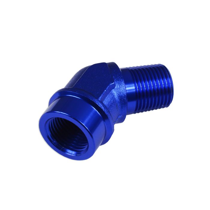 3/8 NPT adapter, 45" female-male coupling, blue.