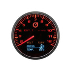 Indicador automático de 60 mm: 4 en 1 para temperatura, voltaje y presión de gases de escape (EGT).