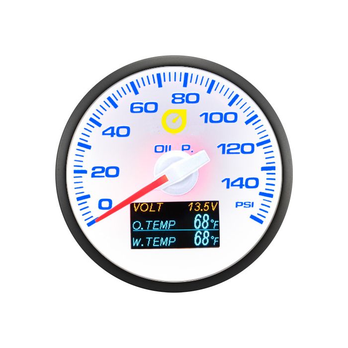 Indicador automático de 60 mm - 4 en 1: presión de aceite, voltaje, temperatura del agua y del aceite