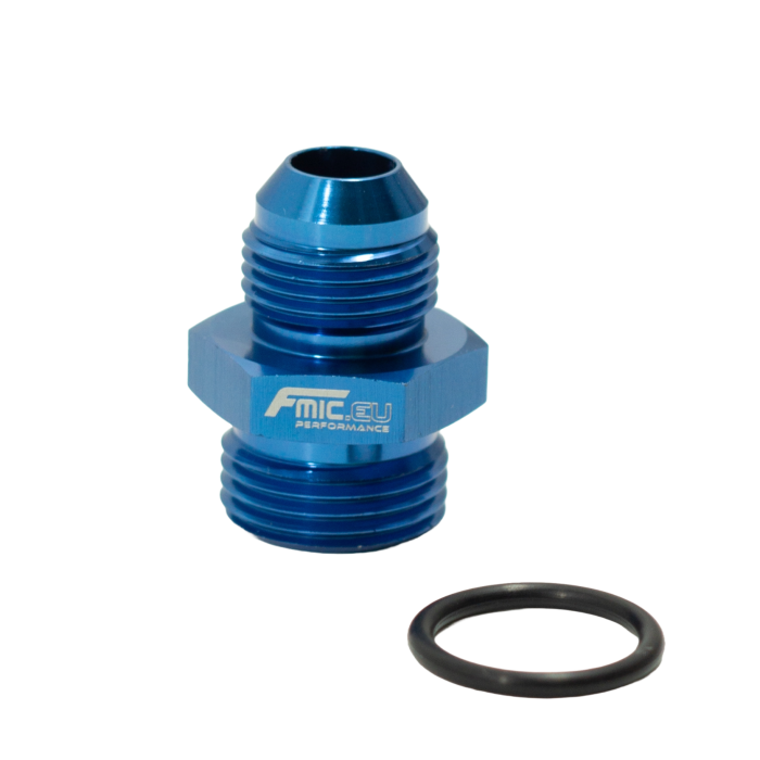 Adaptador de conexión de manguera JIC AN10 macho ORB a AN8 macho, color azul.