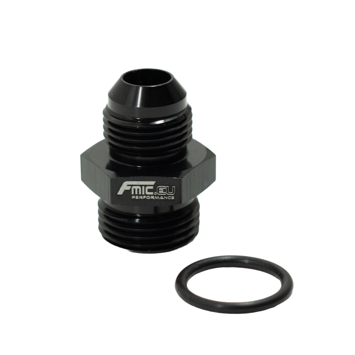 Adaptador de conexión de manguera JIC AN10 macho ORB a AN8 macho, color negro.