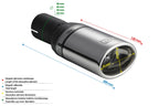 Embellecedor de escape universal ovalado 95×65 mm longitud 80 mm diámetro de montaje 45 mm