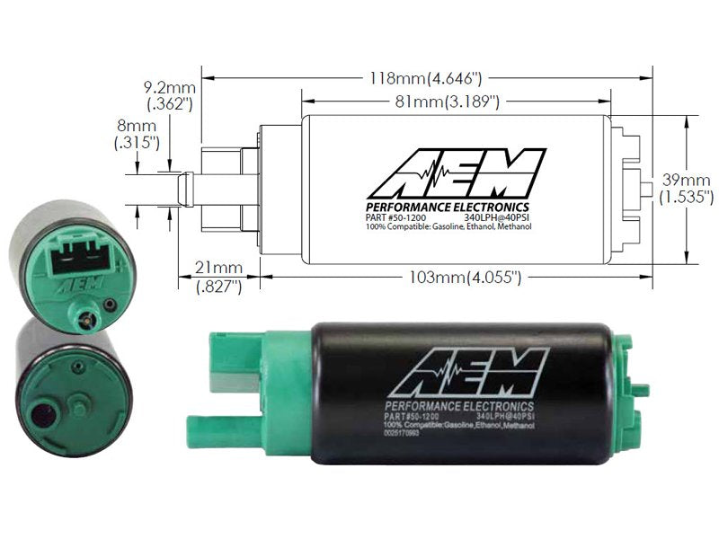 Bomba de combustible AEM 340L E85 (en tanque)