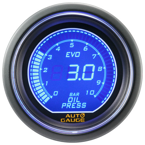 Auto Gauge 52 mm - Manómetro digital de presión de aceite con sensor eléctrico