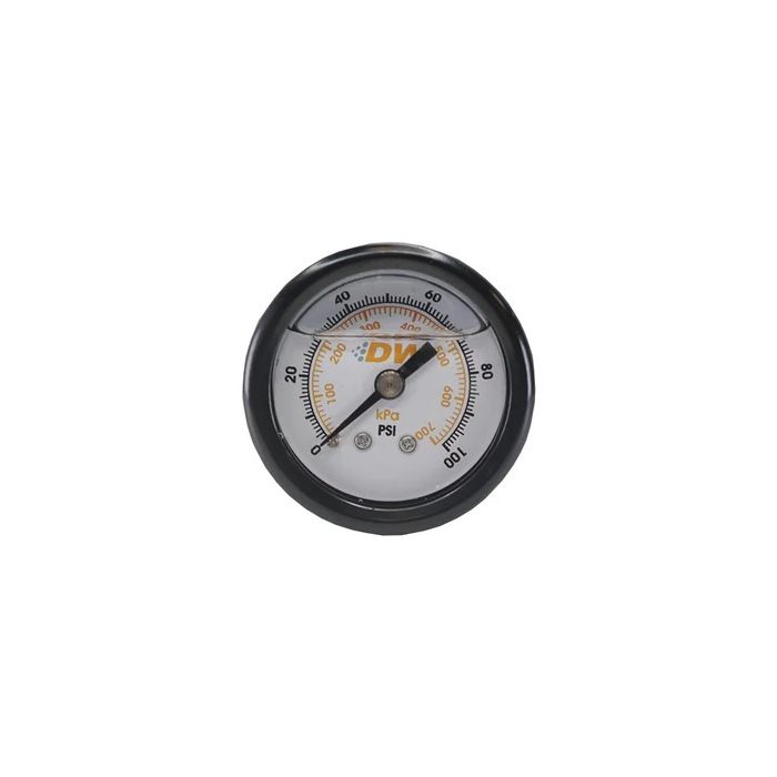 DeatschWerks Fuel Pressure Gauge - White Face Liquid Filled with DW Logo