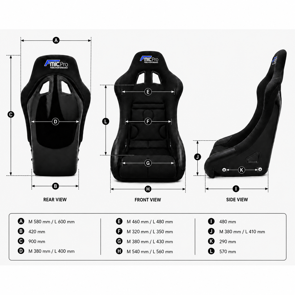 Asiento baquet FMIC.Pro CS talla L FIA 2031 8855-1999