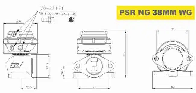 Wastegate externa Pulsar PSR New Generation 38 mm 2 tornillos plata