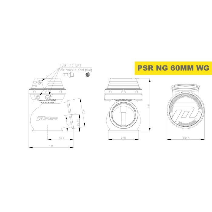 Pulsar PSR next-gen 60mm V-band external wastegate, silver.