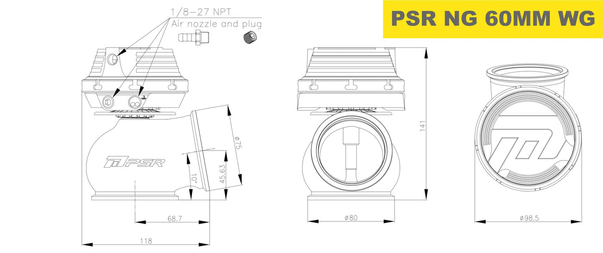 Wastegate externa Pulsar PSR New Generation 60 mm V-band