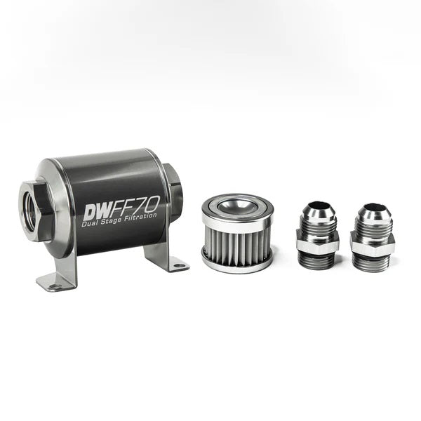 Kit de filtro de combustible en línea DeatschWerks -10AN 5 micras 70 mm