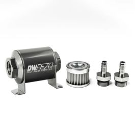Kit de filtro de combustible en línea DeatschWerks, 3/8 pulg., conexión de 5 micras, 70 mm