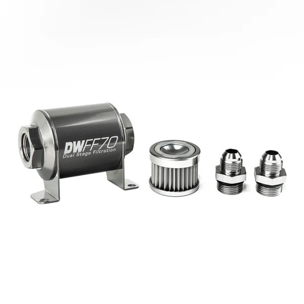 Kit de filtro de combustible en línea DeatschWerks -8AN 5 micras 70 mm