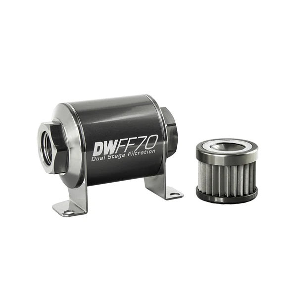 Kit de filtro de combustible en línea DeatschWerks - 10AN hembra, 10 micras, 70 mm