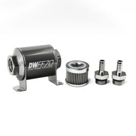 Kit de filtro de combustible en línea DeatschWerks de 3/8 pulg., 40 micras, 70 mm