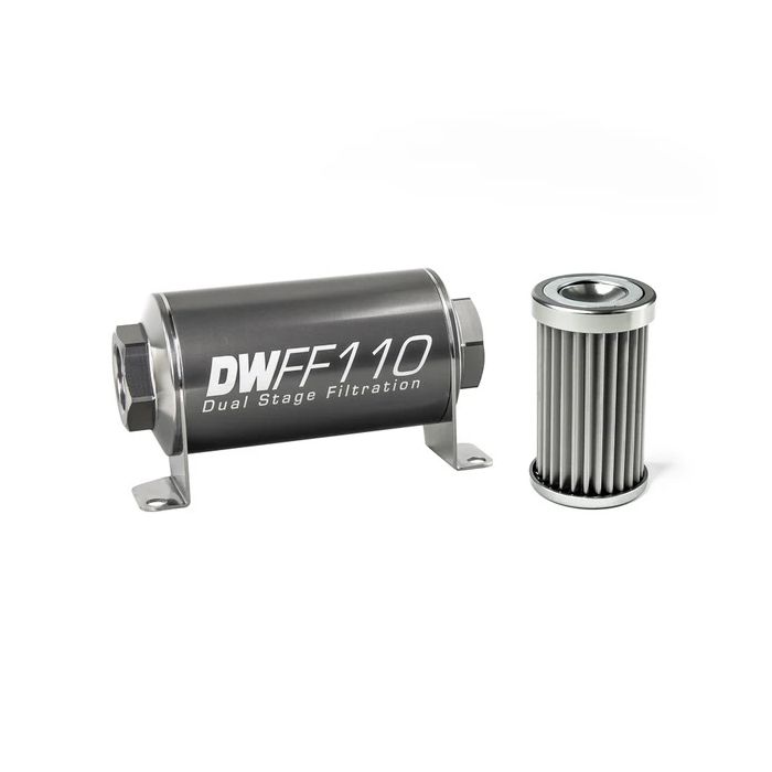 Kit de filtro de combustible en línea DeatschWerks - 10AN hembra, 5 micras, 110 mm