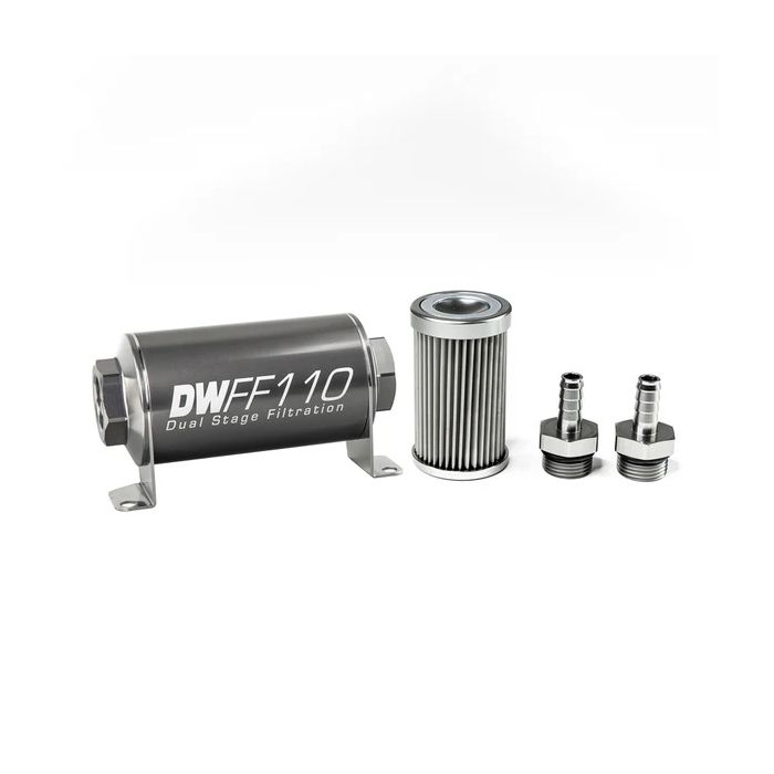 Kit de filtro de combustible en línea DeatschWerks de 3/8 pulg., 10 micras, 110 mm