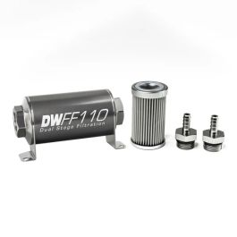 Kit de filtro de combustible en línea DeatschWerks de 5/16 pulgadas, 10 micras, 110 mm
