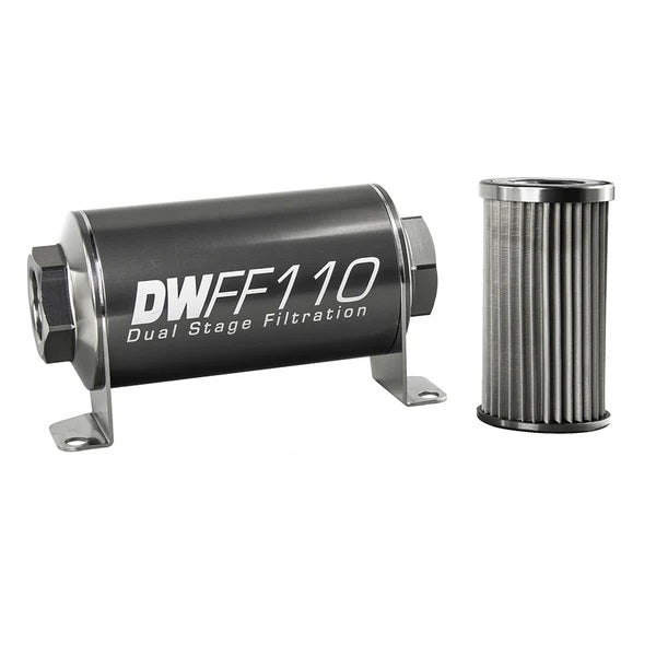 Kit de filtro de combustible en línea DeatschWerks - 10AN hembra, 10 micras, 110 mm