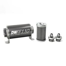 Kit de filtro de combustible en línea DeatschWerks - 6AN 40 micras 110 mm