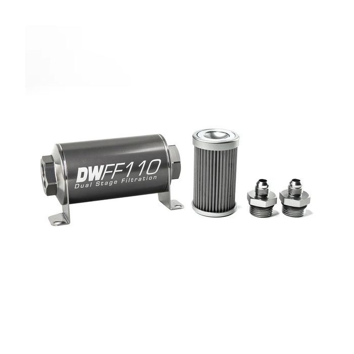 Kit de filtro de combustible en línea DeatschWerks - 6AN 40 micras 110 mm