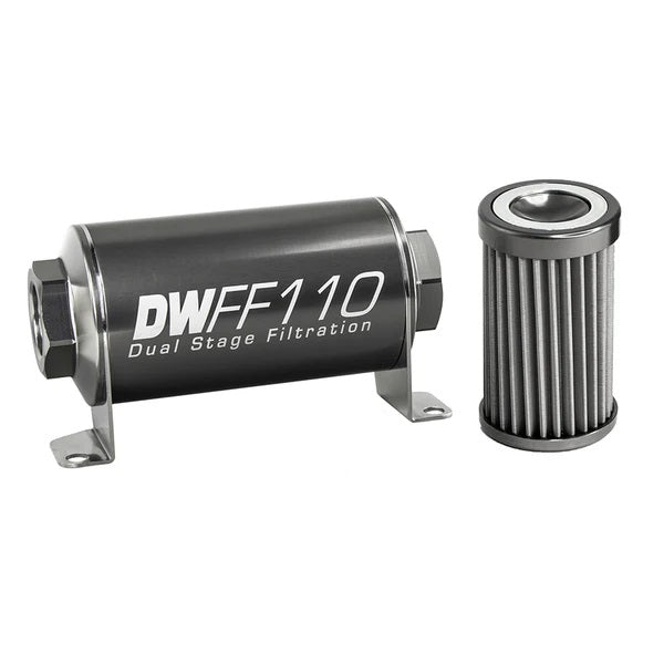 Kit de filtro de combustible en línea DeatschWerks - 10AN hembra, 40 micras, 110 mm