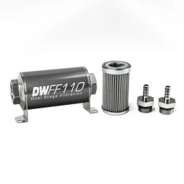 Kit de filtro de combustible en línea DeatchWerks de 5/16 pulgadas, 100 micras, 110 mm