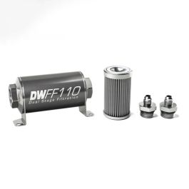 Kit de filtro de combustible en línea DeatschWerks -6AN 100 micras 110 mm