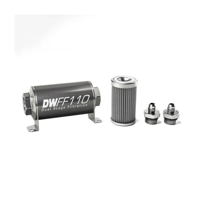 DeatschWerks -6AN 100 Micron 110mm In-Line Fuel Filter Kit