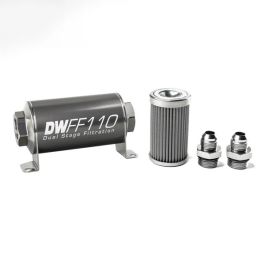 Kit de filtro de combustible en línea DeatschWerks -8AN 100 micras 110 mm