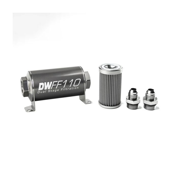 Kit de filtro de combustible en línea DeatschWerks -8AN 100 micras 110 mm