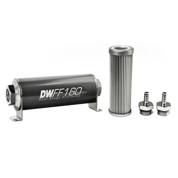 Kit de filtro de combustible en línea Deatschwerks de 5/16 pulgadas, 10 micras, 160 mm