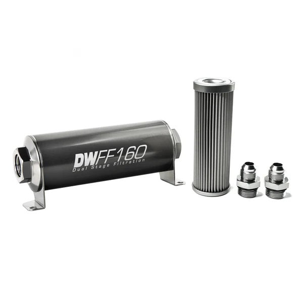 Kit de filtro de combustible en línea DeatschWerks -8AN 10 micras 160 mm