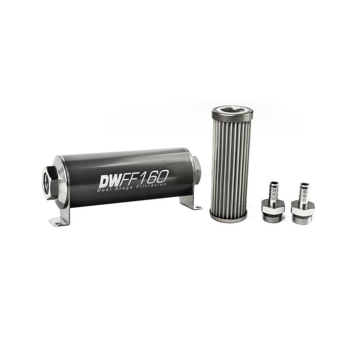 Kit de filtro de combustible en línea DeatschWerks de 3/8 pulg., 40 micras, 160 mm