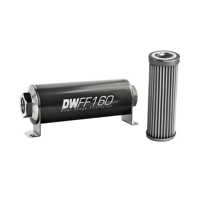 Kit de filtro de combustible en línea DeatschWerks - 10AN hembra, 40 micras, 160 mm