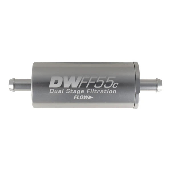 Kit de filtro de combustible en línea DeatschWerks, 5/16 pulg., conexión de 5 micras, 55 mm