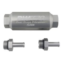 Kit de filtro de combustible compacto en línea DeatschWerks de 3/8 pulg., 10 micras, 70 mm