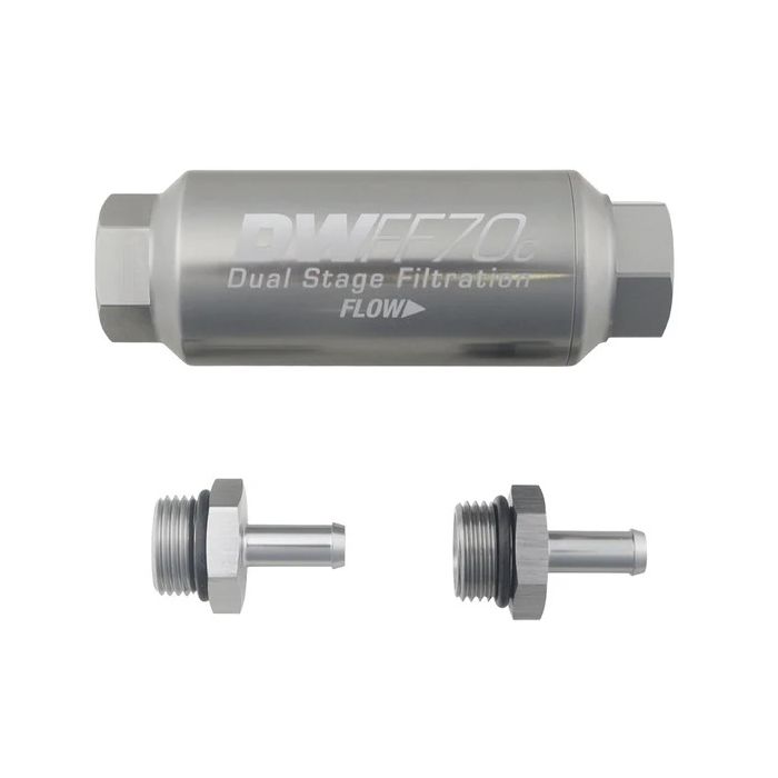 DeatschWerks 5/16 inch Compact In-Line Fuel Filter Kit, 10 Micron, 70 mm