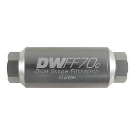 Kit de filtro de combustible compacto en línea DeatschWerks - 10AN hembra, 10 micras, 70 mm
